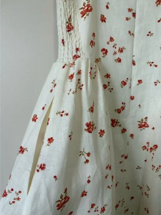 NEW Reformation Birdie Linen Sleeveless Midi Dress Lovie White Floral US 6 UK 10 - Picture 13 of 16